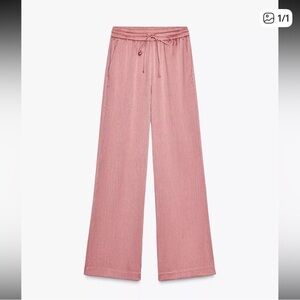 Zara -Wrinkle look pants - Pink Wide-Leg Pants -XS